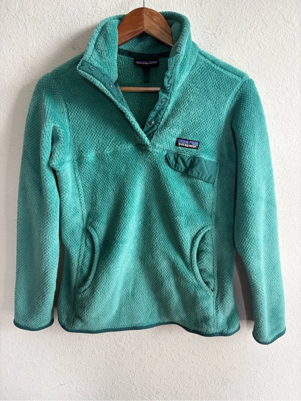 Patagonia Women’s Re-Tool Half Snap Pullover Fleece in Teal Turquoise, Small